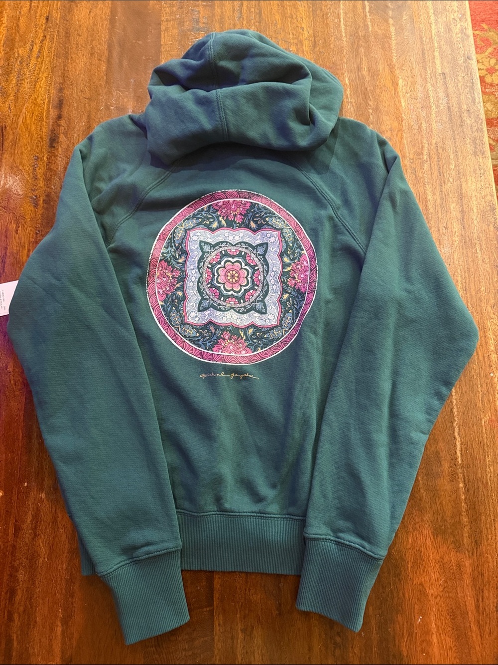 Spiritual Gangster Teal Pullover Hoodie Mandala Back